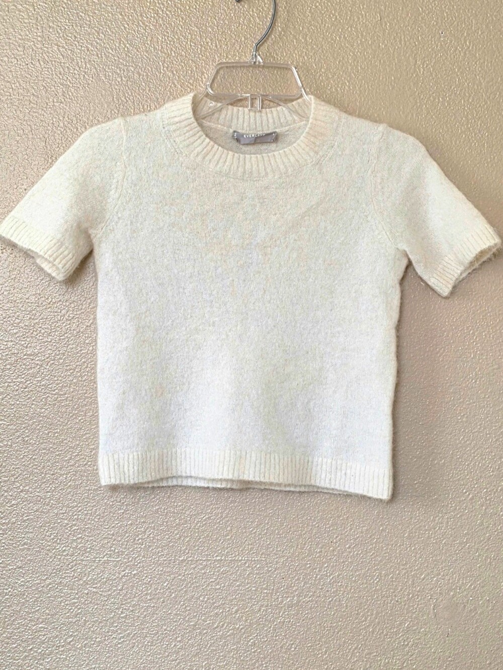 Everlane Womens Ivory Alpaca Wool Blend Short Sleeve Sweater Top - Size Small
